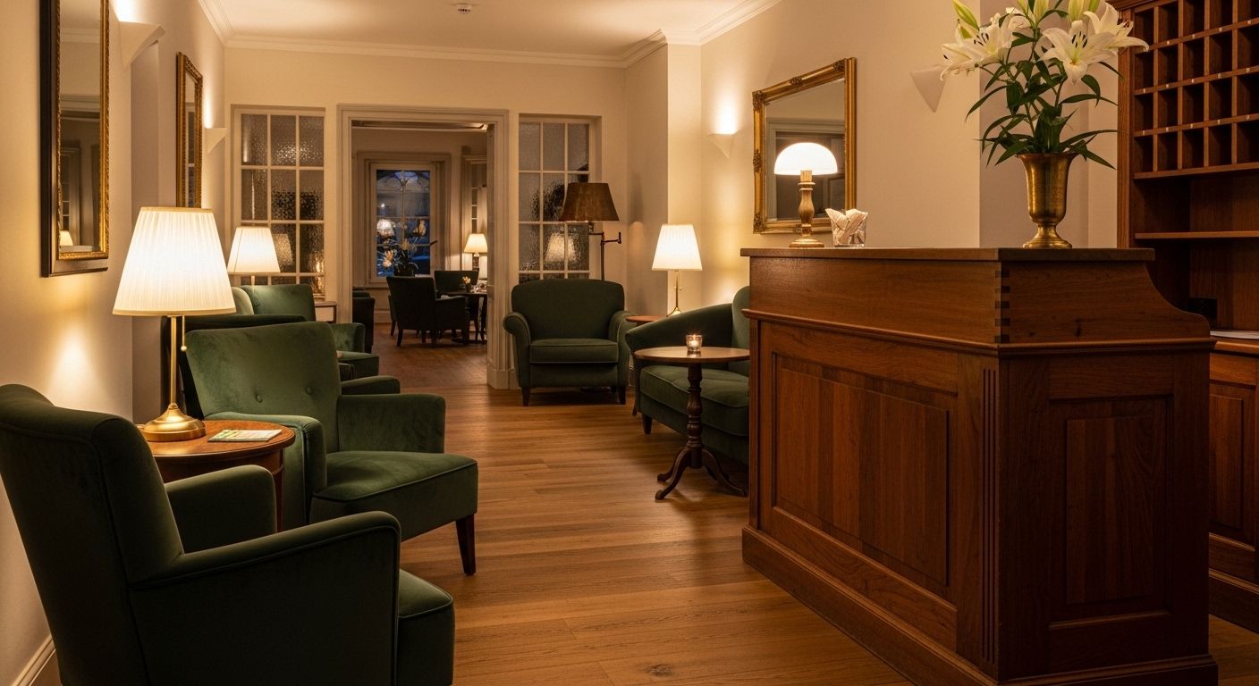 Lobby der Altstadt Garni in einem Fachwerkhaus aus dem 17. Jahrhundert in Kassel